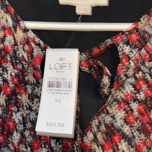 LOFT Sheer Overlay Ruffle Flowy Floral Dress - size XS - NWT. H - Picture 8 of 8